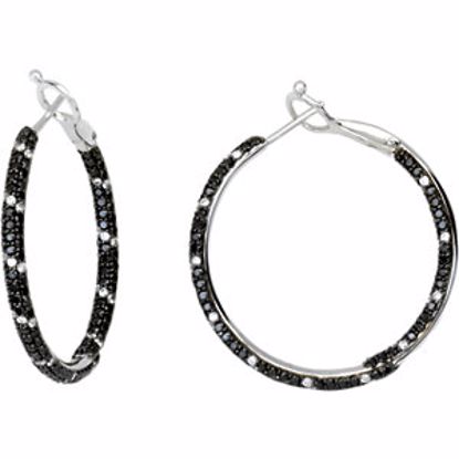 67435:60004:P 2 CTW Black & White Diamond Inside/Outside Hoop Earrings