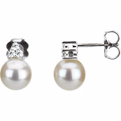 67463:101:P Freshwater Cultured Pearl & Diamond Earrings