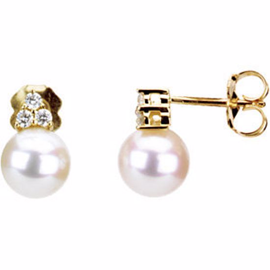 67463:102:P Freshwater Cultured Pearl & Diamond Earrings