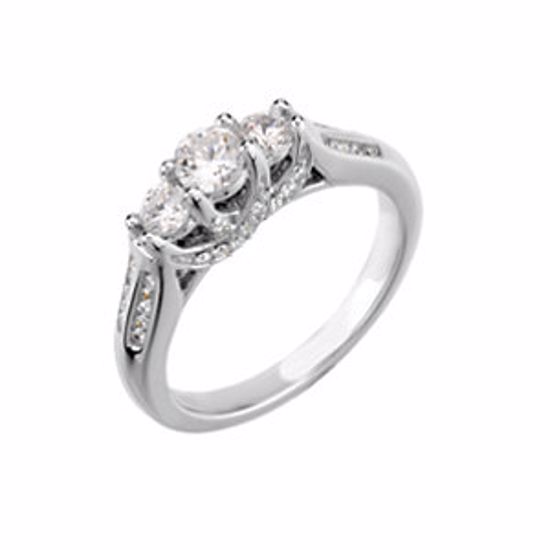 64725:60004:P 14kt White 3/4 CTW Diamond 3 Stone Accented Engagement Ring 