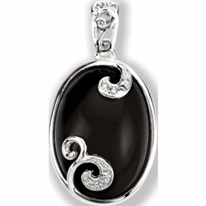 67468:100:P Sterling Silver Onyx & .05 CTW Diamond Pendant