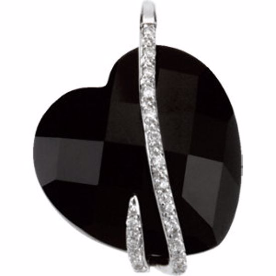 67469:100:P Genuine Onyx & Diamond Heart Pendant