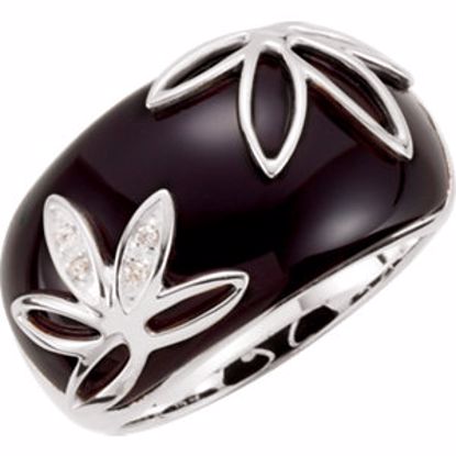 67474:103:P Onyx & Diamond Accented Floral Ring