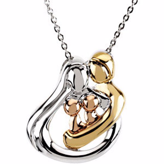 R45220:600020:P Tri-Color Embraced by the Heart&trade; Family Necklace