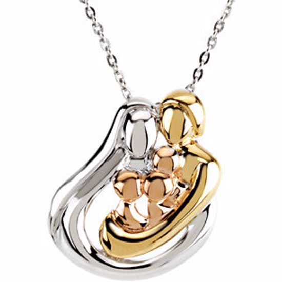 R45220:600030:P Tri-Color Embraced by the Heart&trade; Family Necklace