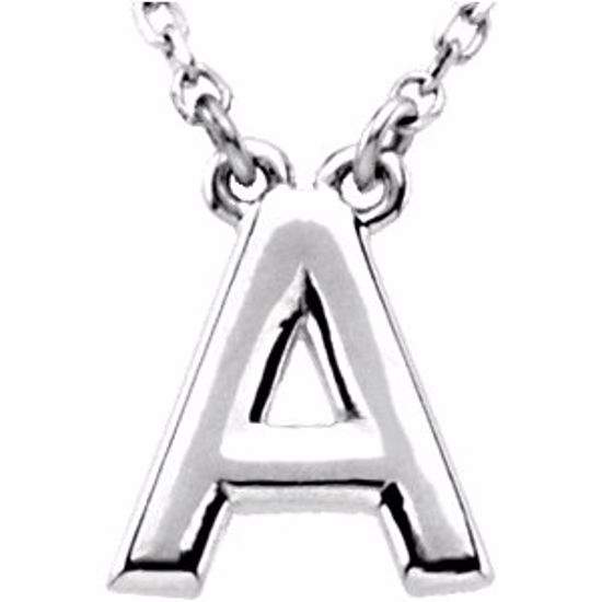 84634:101:P 14kt White Letter "A" Block Initial 16" Necklace