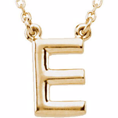 84634:110:P 14kt Yellow Letter "E" Block Initial 16" Necklace