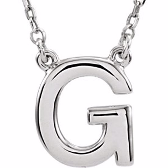 84634:316233:P 14kt White Letter "G" Block Initial 16" Necklace