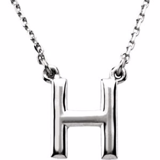 84634:151:P Sterling Silver Letter "H" Block Initial 16" Necklace