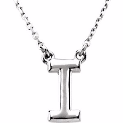 84634:119:P 14kt White Letter "I" Block Initial 16" Necklace