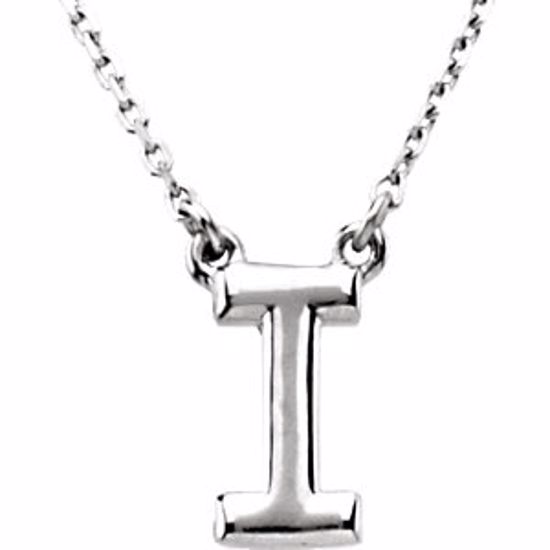 84634:120:P Sterling Silver Letter "I" Block Initial 16" Necklace