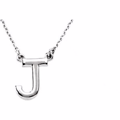 84634:123:P 14kt White Letter "J" Block Initial 16" Necklace