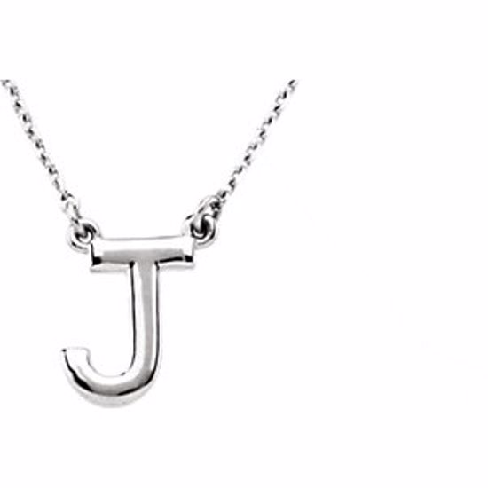 84634:124:P Sterling Silver Letter "J" Block Initial 16" Necklace