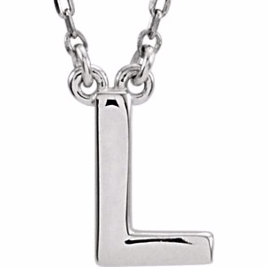 84634:316220:P Sterling Silver Letter "L" Block Initial 16" Necklace