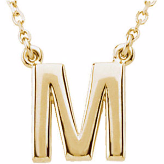 84634:316219:P 14kt Yellow Letter "M" Block Initial 16" Necklace