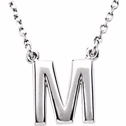 84634:316231:P 14kt White Letter "M" Block Initial 16" Necklace