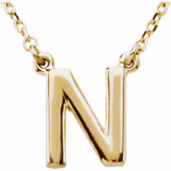 84634:130:P 14kt Yellow Letter "N" Block Initial 16" Necklace