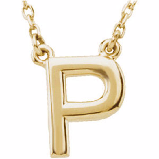 84634:142:P 14kt Yellow Letter "P" Block Initial 16" Necklace