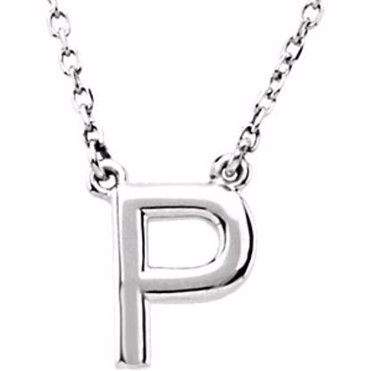 84634:144:P Sterling Silver Letter "P" Block Initial 16" Necklace