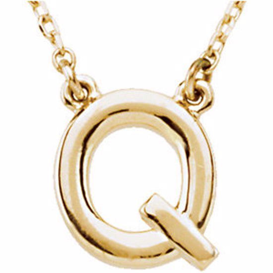 84634:138:P 14kt Yellow Letter "Q" Block Initial 16" Necklace