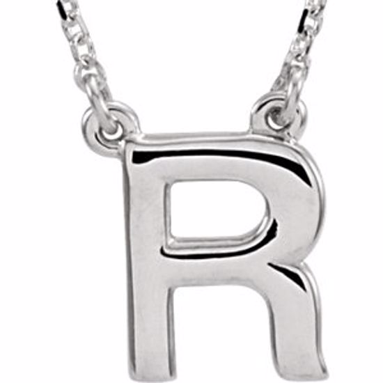 84634:316216:P Sterling Silver Letter "R" Block Initial 16" Necklace