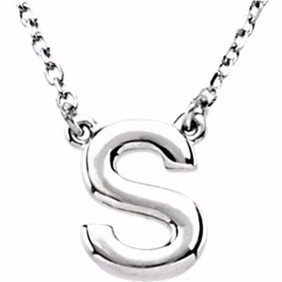 84634:316214:P Sterling Silver Letter "S" Block Initial 16" Necklace