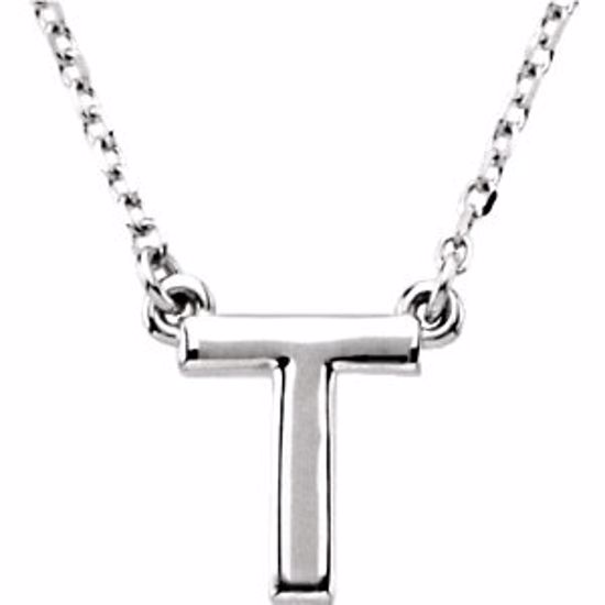 84634:166:P Sterling Silver Letter "T" Block Initial 16" Necklace