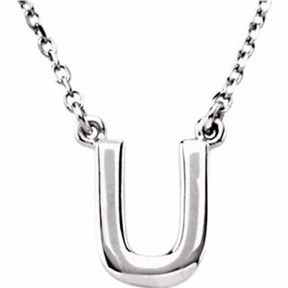 84634:316228:P 14kt White Letter "U" Block Initial 16" Necklace