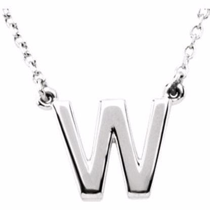 84634:316227:P 14kt White Letter "W" Block Initial 16" Necklace