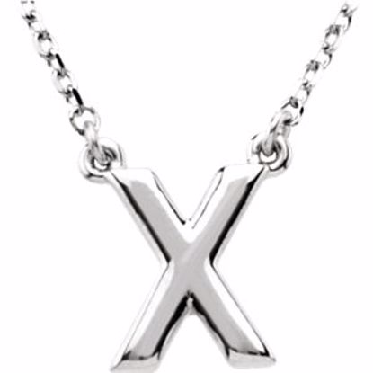 84634:316208:P Sterling Silver Letter "X" Block Initial 16" Necklace