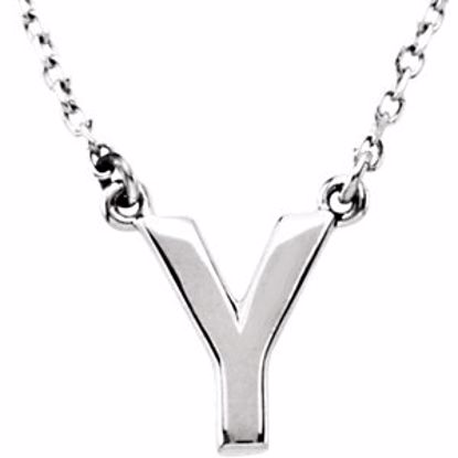 84634:173:P 14kt White Letter "Y" Block Initial 16" Necklace