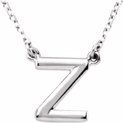 84634:161:P 14kt White Letter "Z" Block Initial 16" Necklace