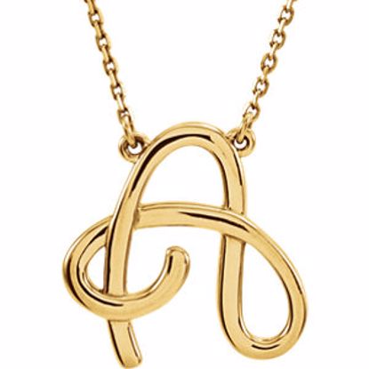 84635:121:P 14kt Yellow "A" Script Initial 16" Necklace