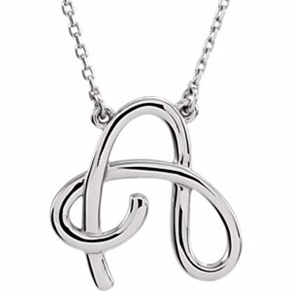 84635:122:P 14kt White "A" Script Initial 16" Necklace