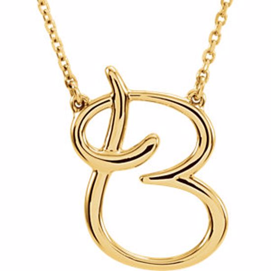 84635:113:P 14kt Yellow "B" Script Initial 16" Necklace