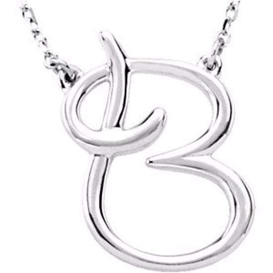 84635:115:P Sterling Silver "B" Script Initial 16" Necklace