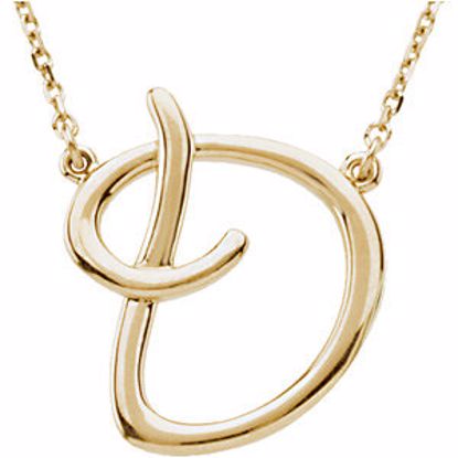 84635:102:P 14kt Yellow "D" Script Initial 16" Necklace