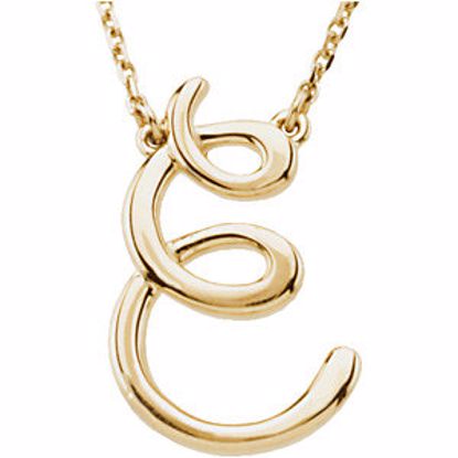 84635:207:P 14kt Yellow "E" Script Initial 16" Necklace