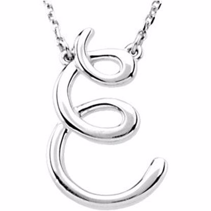 84635:208:P 14kt White "E" Script Initial 16" Necklace