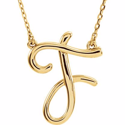 84635:109:P 14kt Yellow "F" Script Initial 16" Necklace