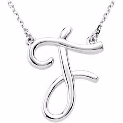 84635:111:P Sterling Silver "F" Script Initial 16" Necklace