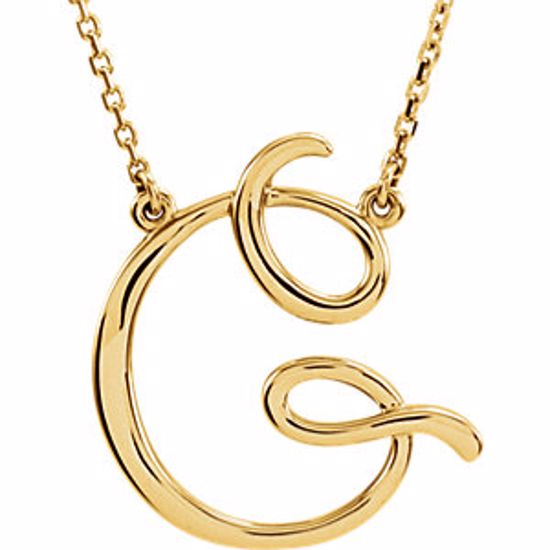 84635:117:P 14kt Yellow "G" Script Initial 16" Necklace