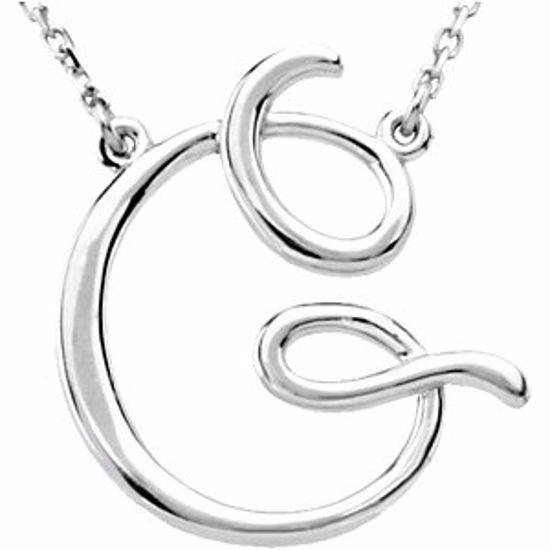 84635:118:P 14kt White "G" Script Initial 16" Necklace