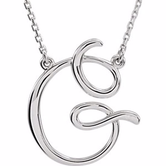 84635:119:P Sterling Silver "G" Script Initial 16" Necklace