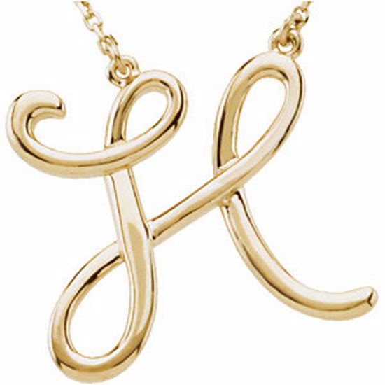 84635:201:P 14kt Yellow "H" Script Initial 16" Necklace