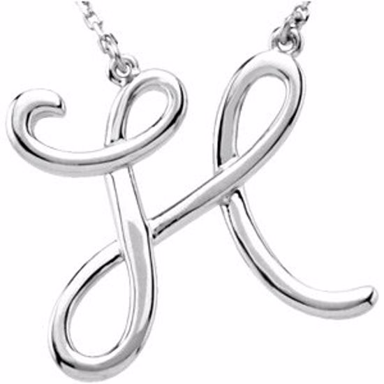 84635:202:P 14kt White "H" Script Initial 16" Necklace