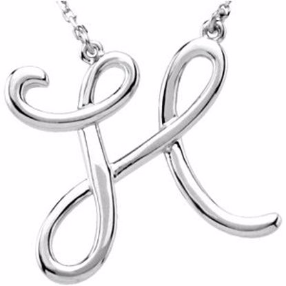 84635:203:P Sterling Silver "H" Script Initial 16" Necklace