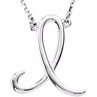 84635:275:P 14kt White "I" Script Initial 16" Necklace