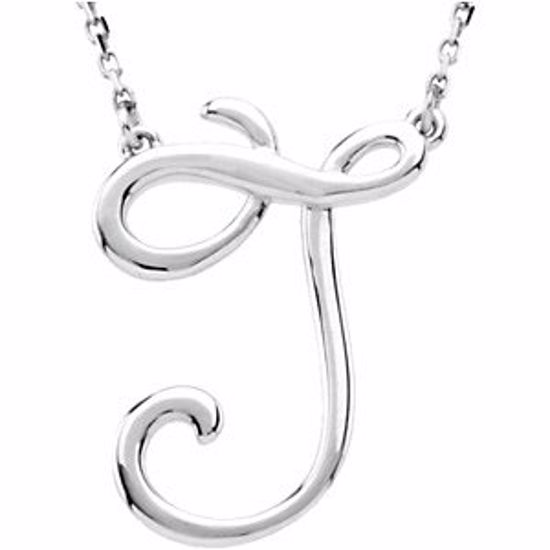 84635:206:P 14kt White "J" Script Initial 16" Necklace