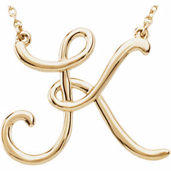 84635:240:P 14kt Yellow "K" Script Initial 16" Necklace